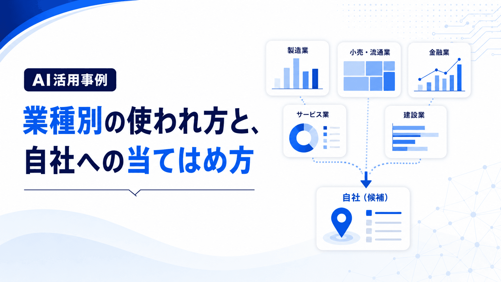 AI活用事例|業種別の使われ方と、自社の業務に当てはめる方法のアイキャッチ画像